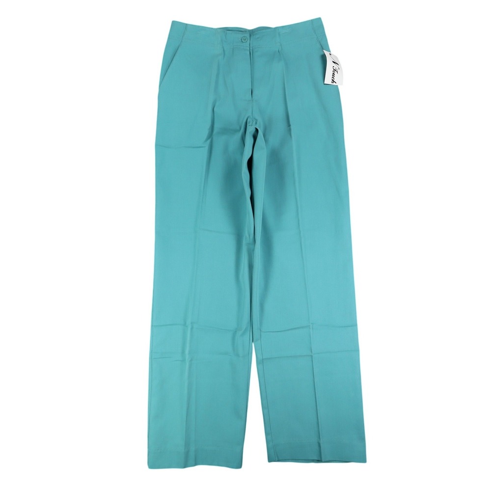 N Touch Straight Leg Pants Womens 10 Teal Azure Lagoon Cotton Tencel Trousers
